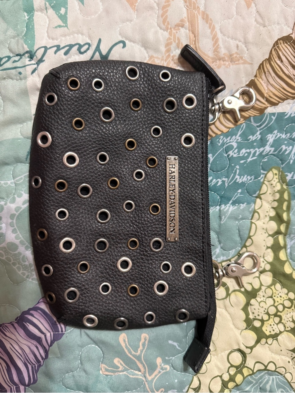 Harley-Davidson Black Eyelet Belt Bag with Silver & Gold Accents